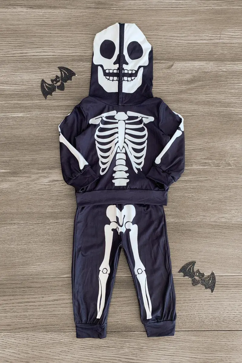 Black Skeleton Hoodie Lounge Set