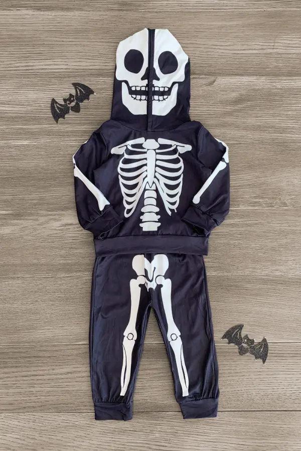 Black Skeleton Hoodie Lounge Set