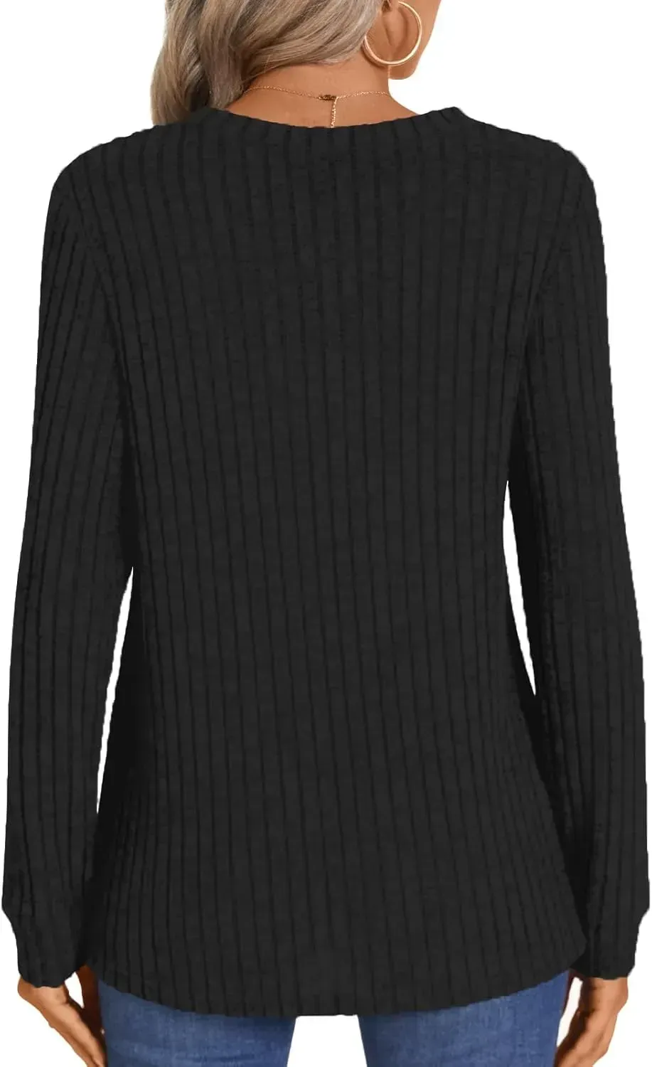 HOTGIFT Womens 2024 Fall Winter Tunic Tops Long Sleeve Casual T-Shirts Soft Comfy Stripe Blouse Lightweight