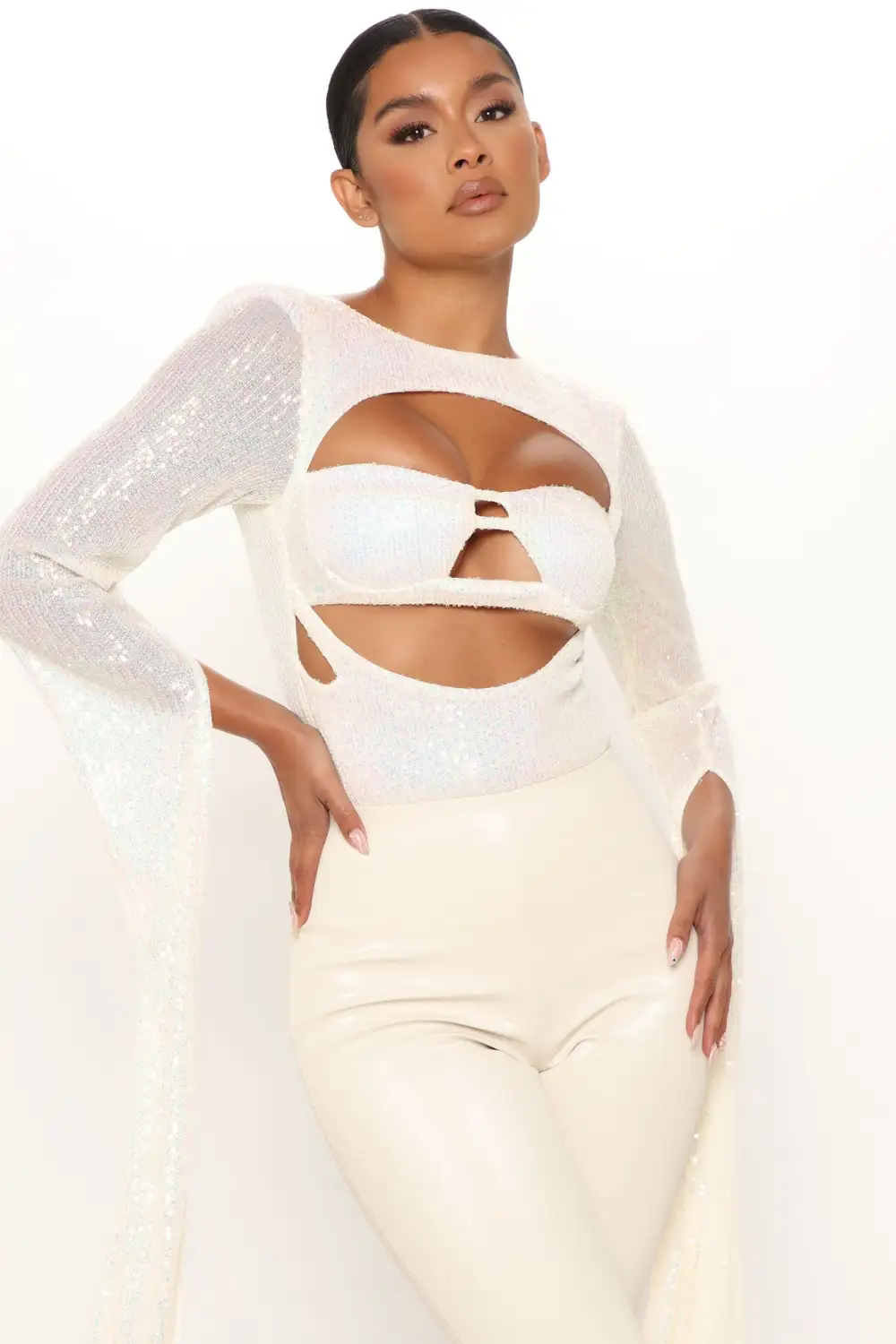 That Glimmer Glow Sequin Bodysuit - Cream