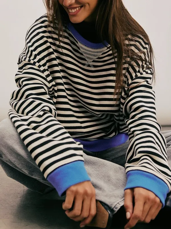 Classic Striped Oversized Crewneck