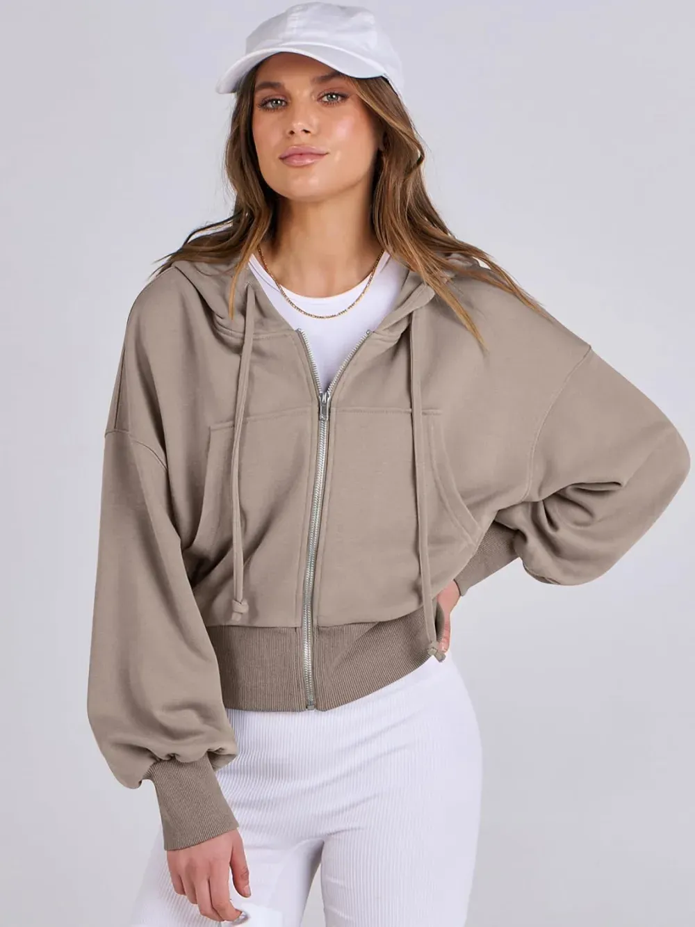 Women's Zip Up Hoodies Cropped Sweatshirts Full Zip Jackets Casual Fashion Fall Outfits Winter Clothes