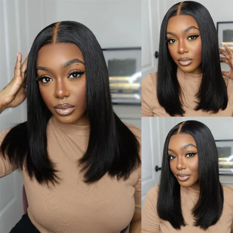 Affordable #1 Jet Black Human Hair Bob Wigs Straight Short Bob Wigs For Women