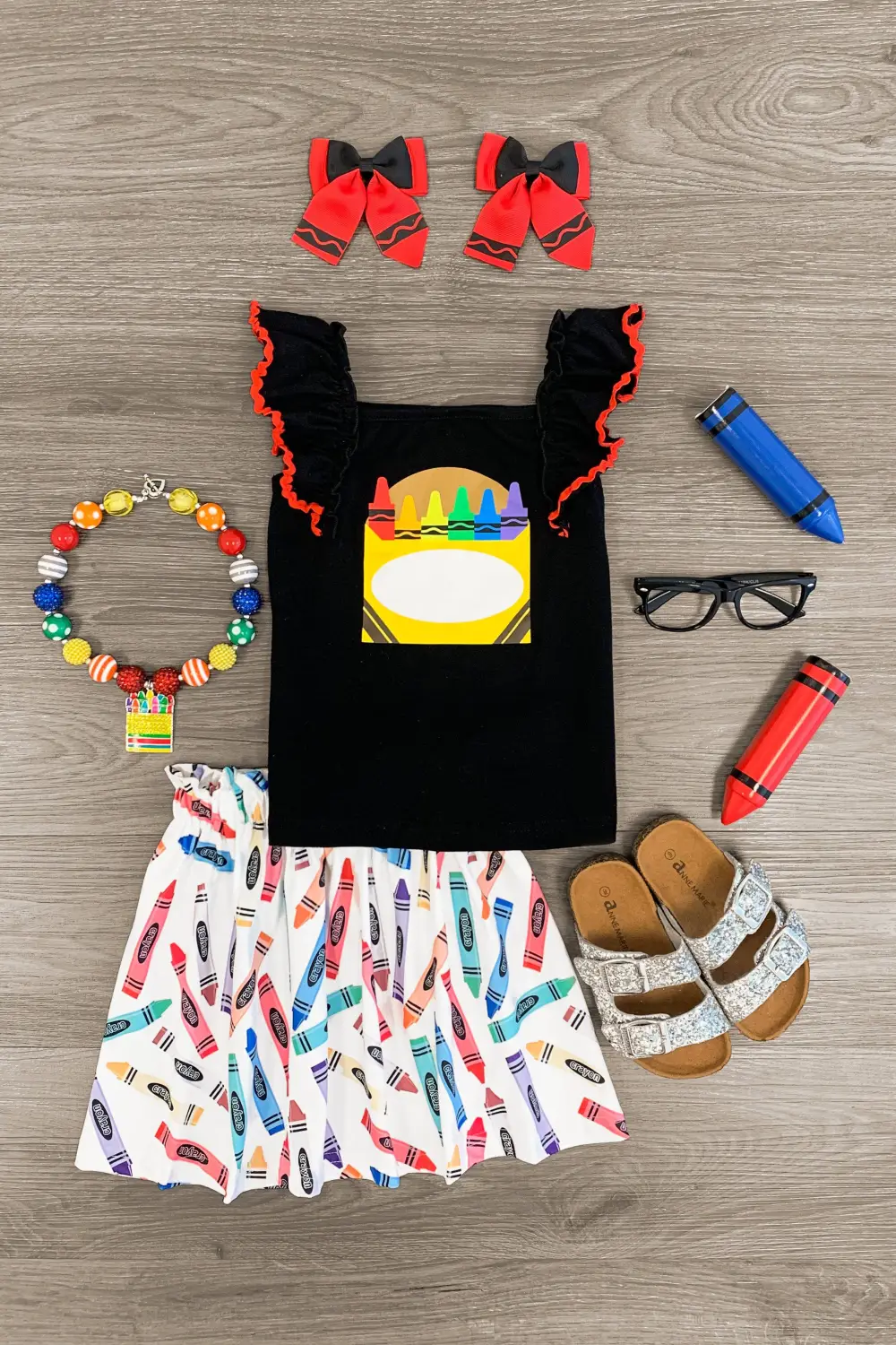 Black & White Crayon Box Skirt Set