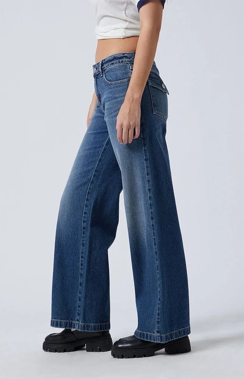 PacSun Casey Seam Low Rise Baggy Jeans Dark Indigo