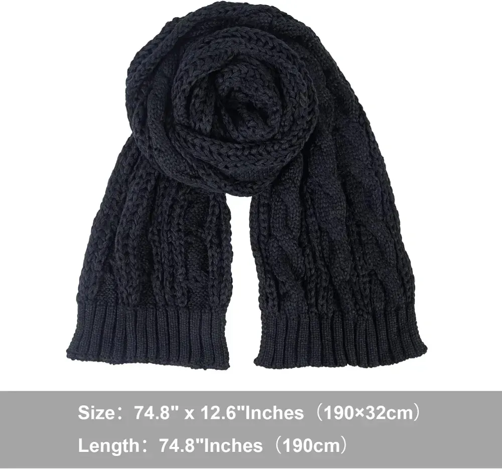Women And Mens Winter Thick Cable Knit Wrap Chunky Long Warm Scarf