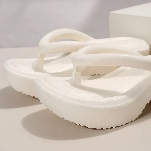 Women's Sandals Slippers Flip-Flops Wedge Heels Flip-Flops Outdoor Slippers Outdoor Beach Summer Flat Heel Elegant Casual Minimalism EVA Loafer Solid Color Black White Fuchsia