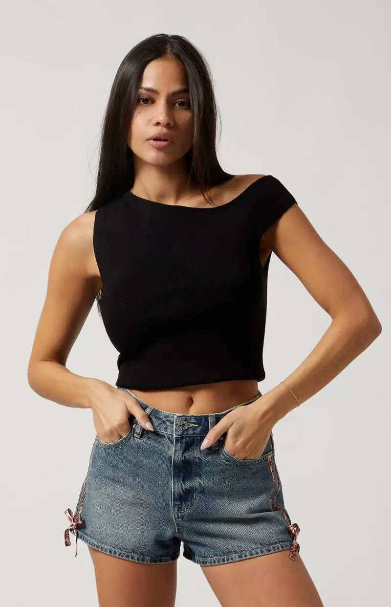 PacSun Cheetah Stripe High Waisted Denim Festival Shorts