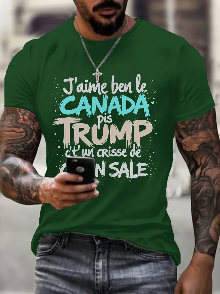 Men'S Slogan Short Sleeve Crew Neck Cotton Print T-Shirt