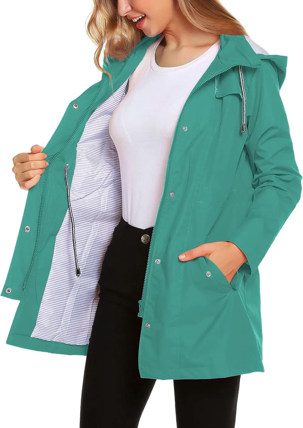 Womens Lightweight Hooded Waterproof Active Outdoor Rain Jacket S-XXL