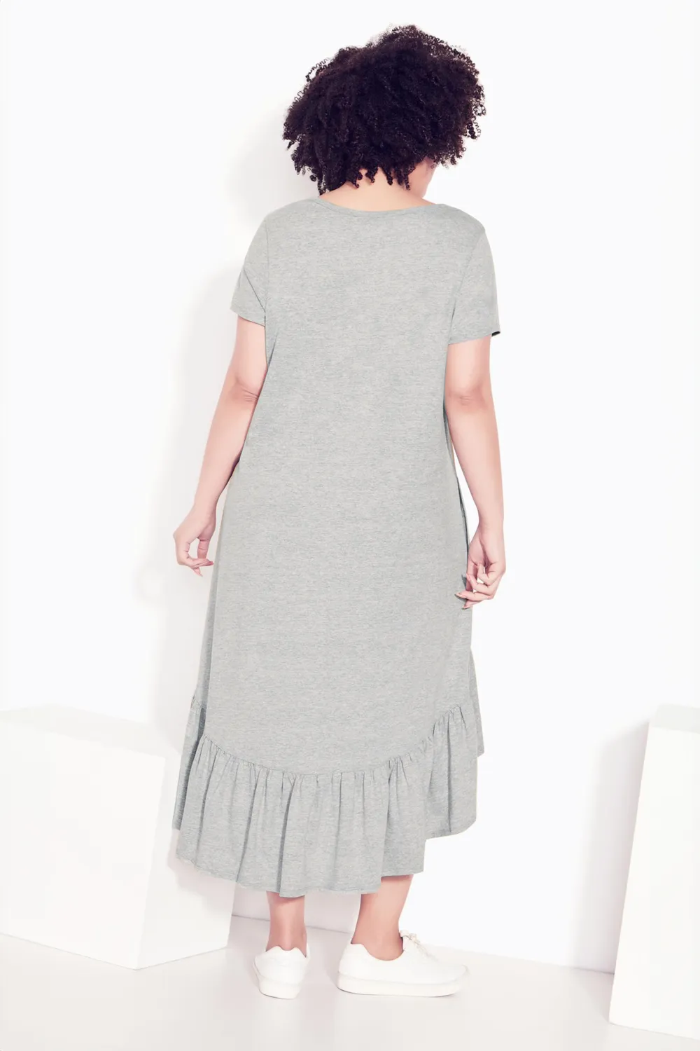 Evans Grey Dipped Smock Hem T-Shirt Dress