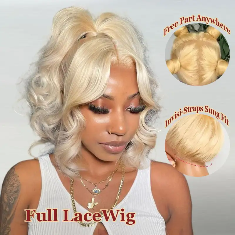 Invisi-Strap 613 Full Lace Wig | Snug Fit #613 Blonde Body Wave/Straight Full Lace Wig 100% Virgin Human Hair