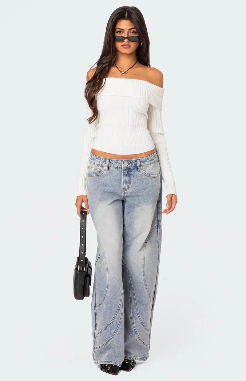 Edikted Lauren Knit Fold Over Top