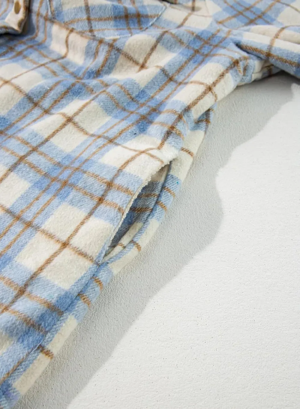 Womens Plaid Shacket Jacket Long Sleeve Button Down Fleece Hooded Jackets Warm Coat