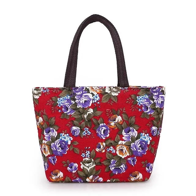 Women's Handbag Nylon Outdoor Daily Zipper Large Capacity Breathable Lightweight Flower Black Red Blue