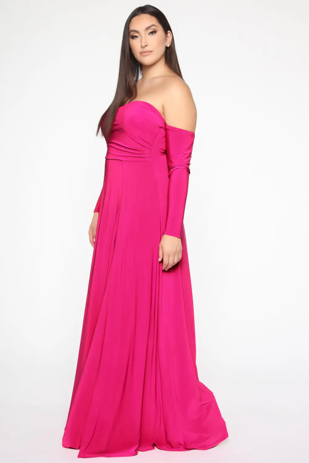 Elegantly Fab Off Shoulder Maxi Dress - Magenta