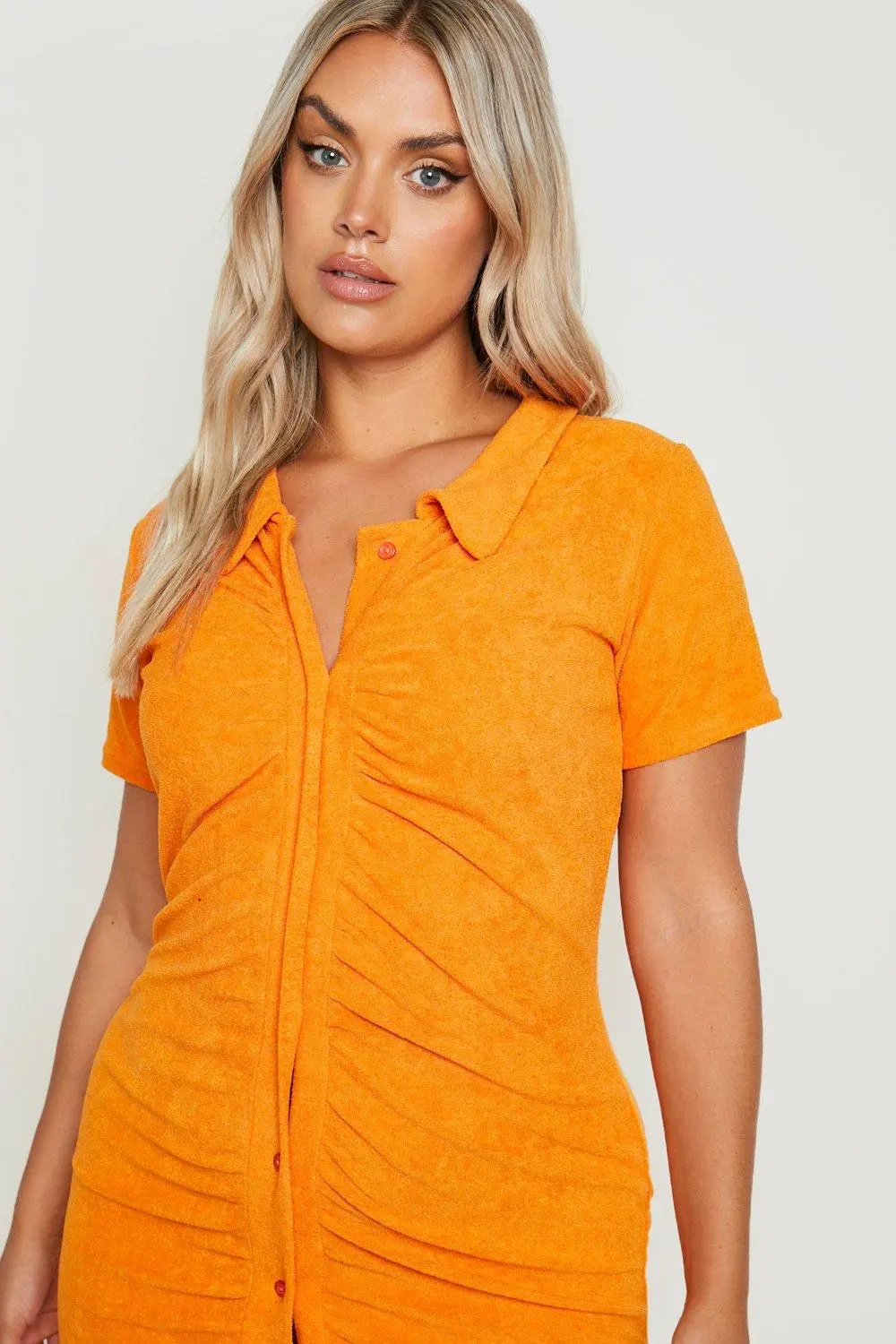Spring/Summer PLUS TOWELLING RUCHED SHIRT DRESS