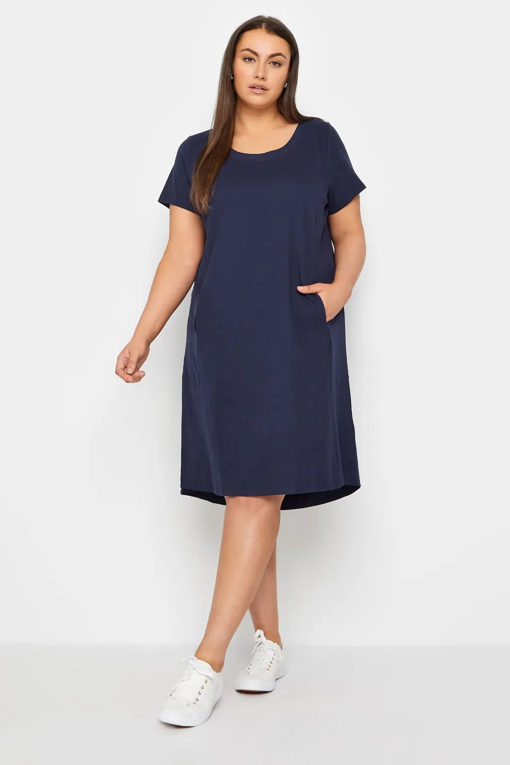Evans Navy Blue Pocket Midi Dress