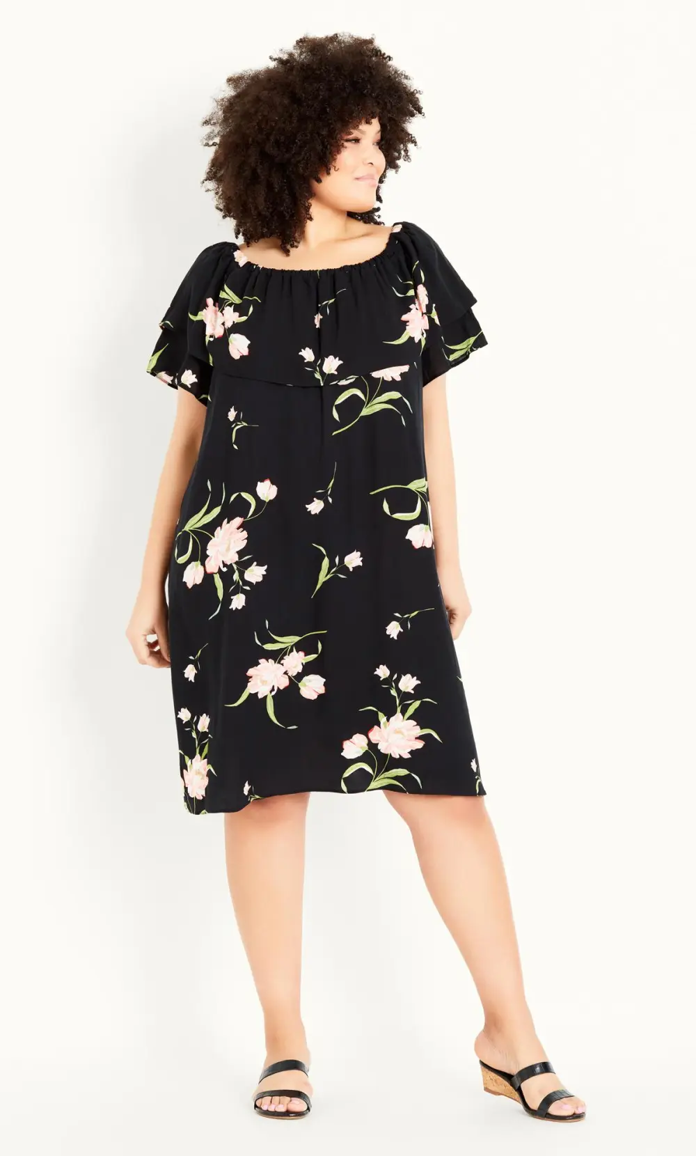 Evans Black Floral Midi Dress