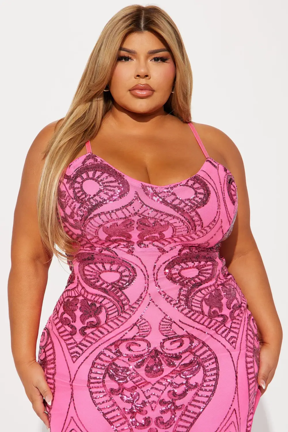 Rule The Night Sequin Maxi Dress - Fuchsia