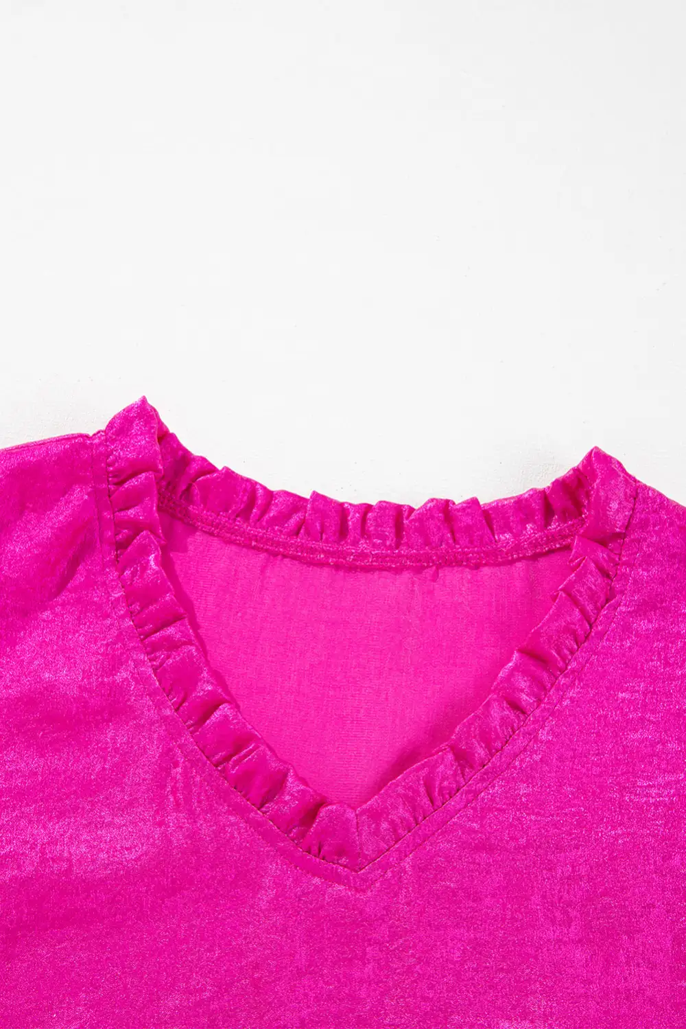 Frilled V-Neck Puff Sleeve Blouse