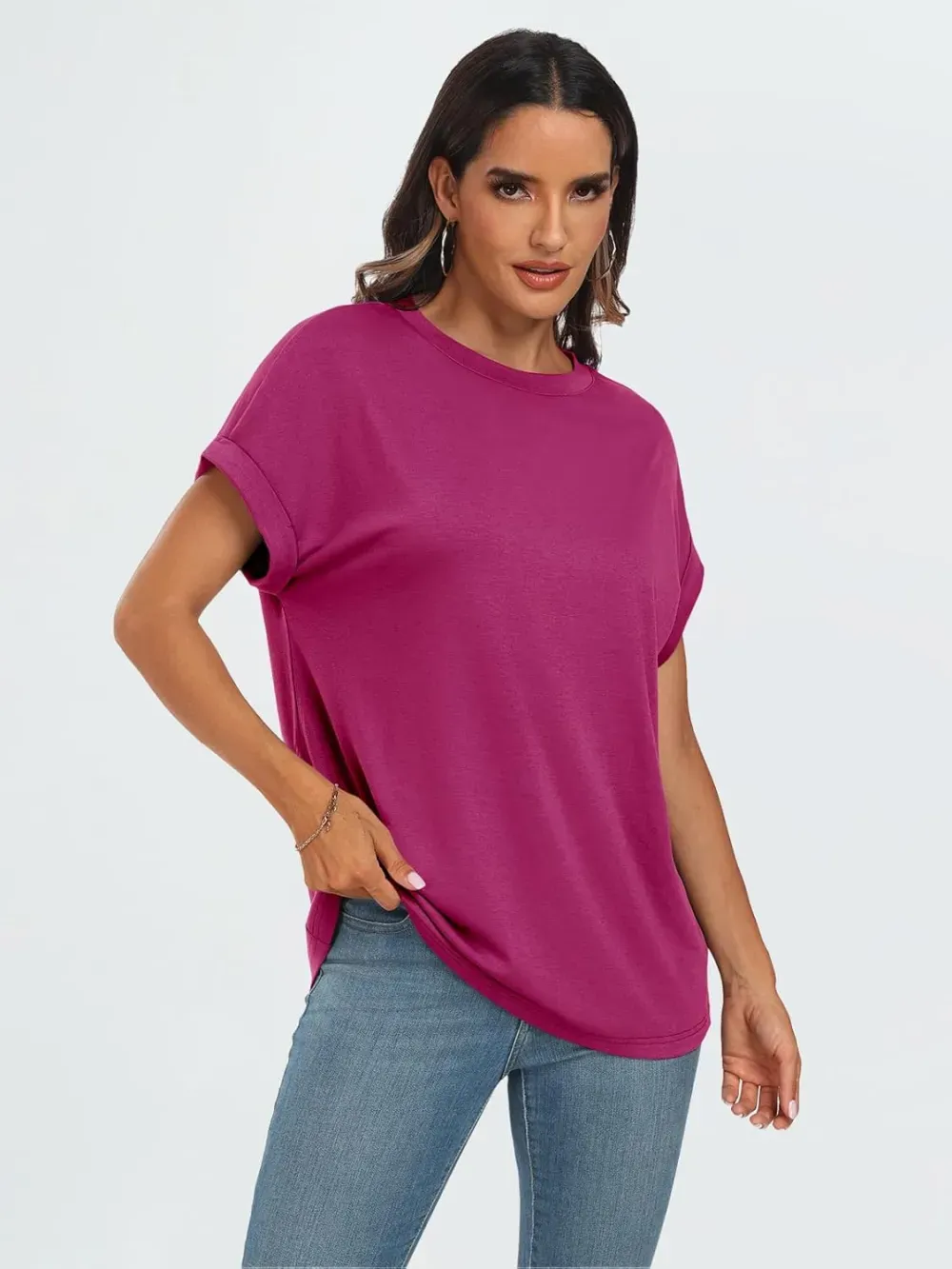AUTOMET Women Tops Casual Basic T Shirts Loose Fit Crewneck Short Sleeve Summer Outfits