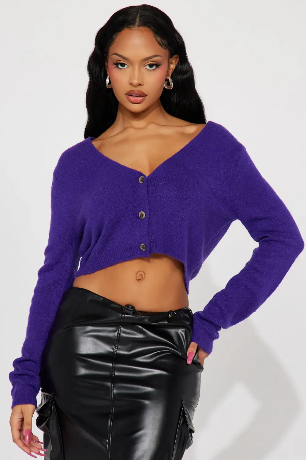 Albyn Cardigan Sweater - Purple