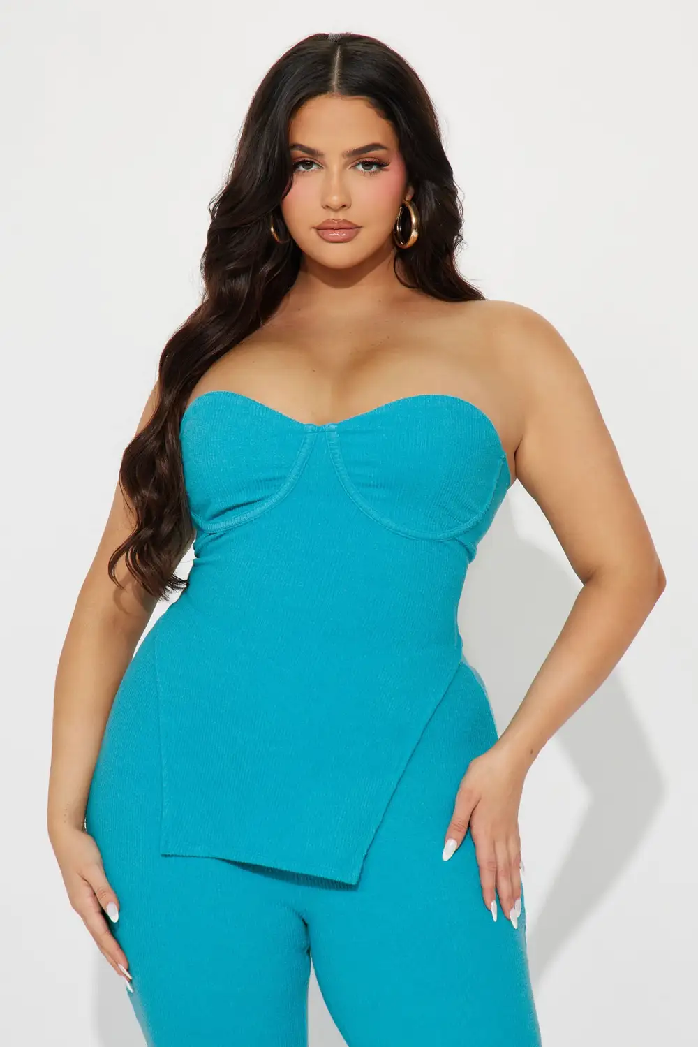 Call My Name Ribbed Pant Set - Turquoise