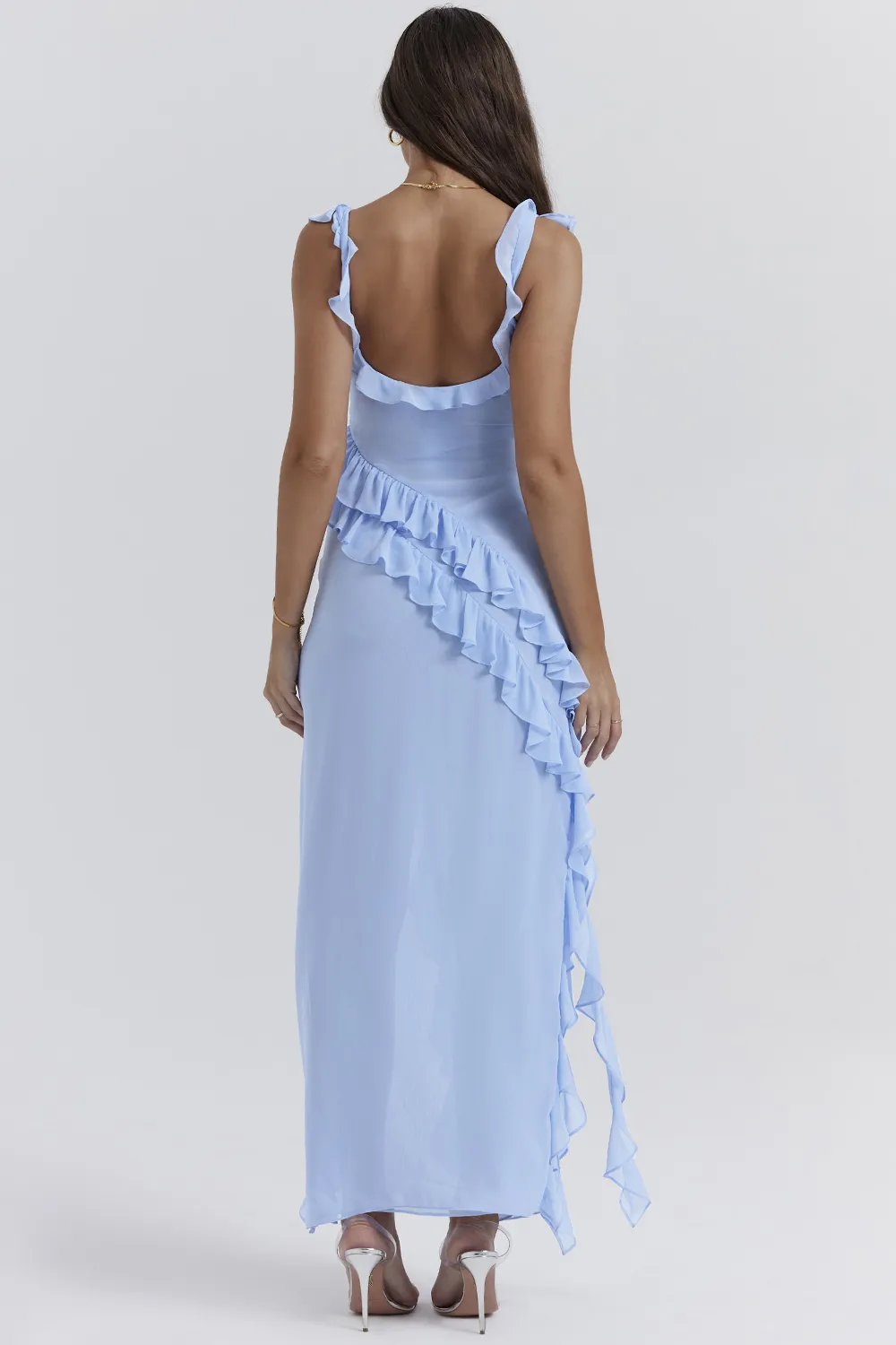SOFT BLUE RUFFLE MAXI DRESS